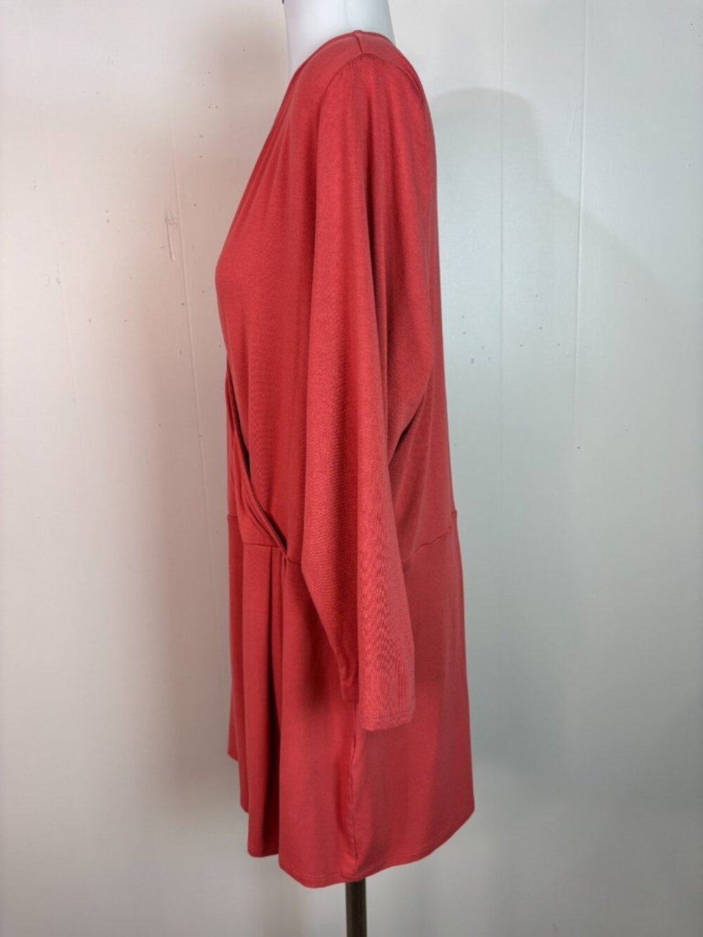 J. Jill Top Large Coral Wrap-Front Wearever Collection Stretch Blouse 3/4 Sleeve - Picture 4 of 11